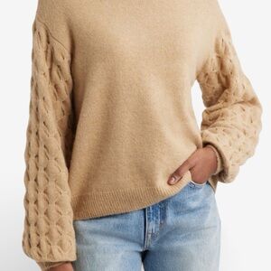 Treasure & Bond Beige Sweater with Honeycomb Sleeves